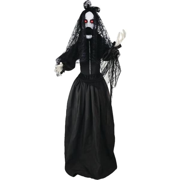 5.5 ft. Lifesize Animatronic Demon Bride with Lights and Sound, Indoor/Covered Outdoor Halloween Decoration