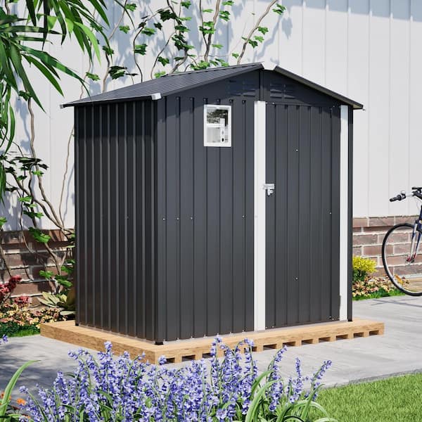 6 ft. W x 4 ft. D Outdoor Metal Tool Storage Shed, Black (20 sq. ft.)