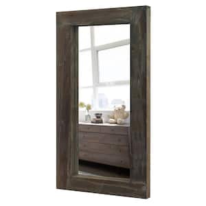 31 in. W x 71 in. H Farmhouse Large Distressed Leaning Rectangle Full Length Mirror in Antique Brown Framed