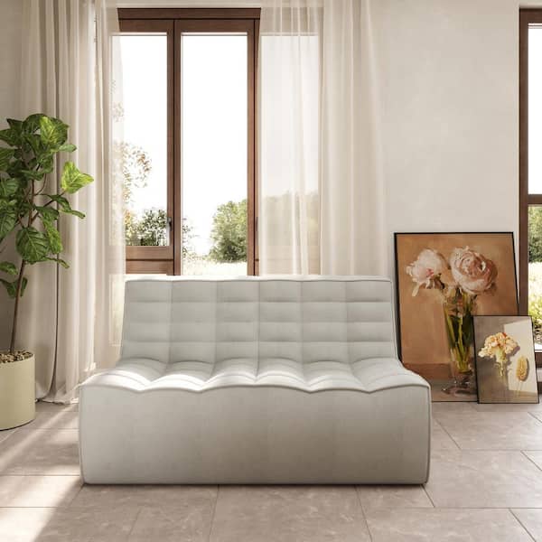 Gray Linen Polyester Large(45-72 in. )Lazy Floor Loveseat Couch Bean Bag Fireside Chair Modular Sofa for Apartment