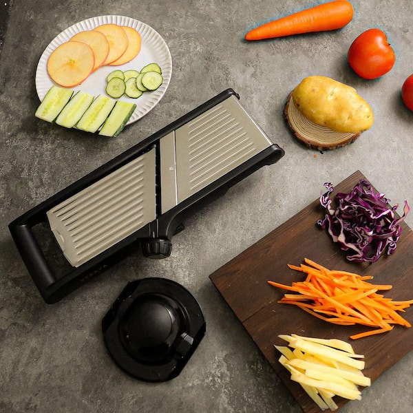Adjustable Mandoline Slicer - Stainless Steel Vegetable Slicer With Cut-Resistant Gloves