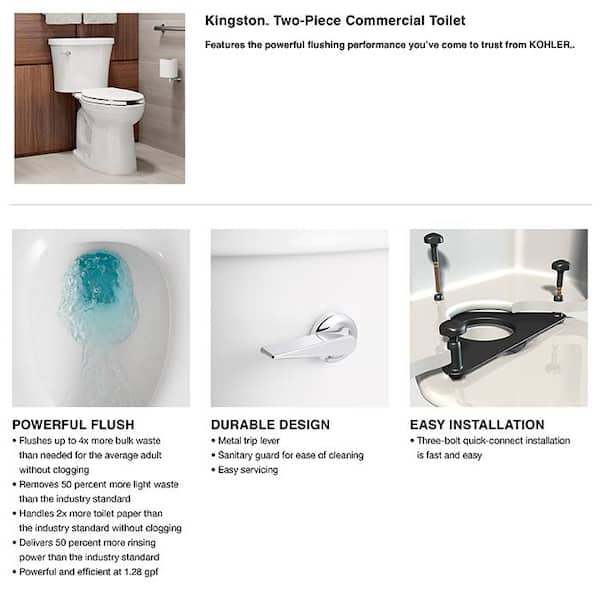 KOHLER Kingston Elongated Toilet Bowl Only in White K-25076