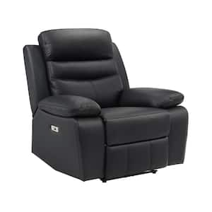 Edelia Black Leather Power Recliner