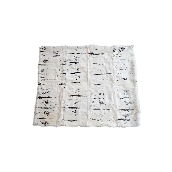 Black, White No Pattern and Not Solid Color Rabbit Fur Throw Blanket