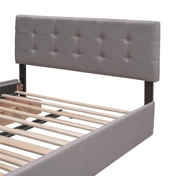 Tegan Queen Size Platform Bed With Trundle/Grey