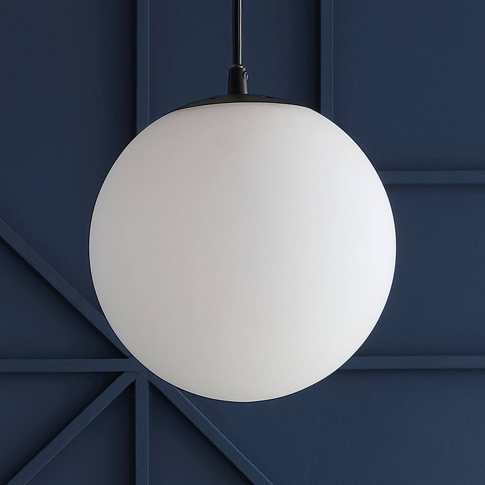 Bleecker Modern Globe LED Pendant Light in White/Oil Rubbed Bronze