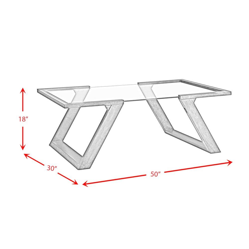 Espresso Dark Brown 50" Wood & Glass Rectangular Coffee Table