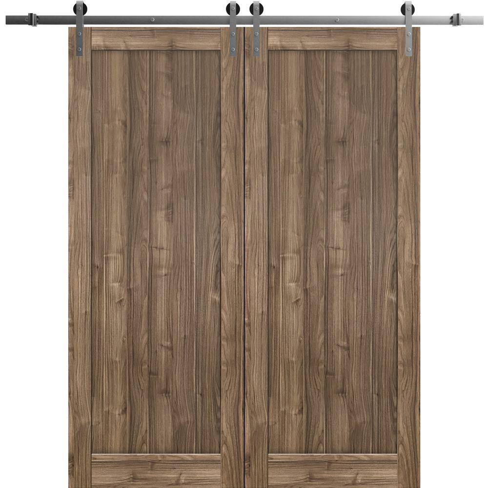 24 in. x 80 in. 2 Panel Walnut Solid MDF Sliding Barn Door with Hardware Kit price history on PriceWatchPro