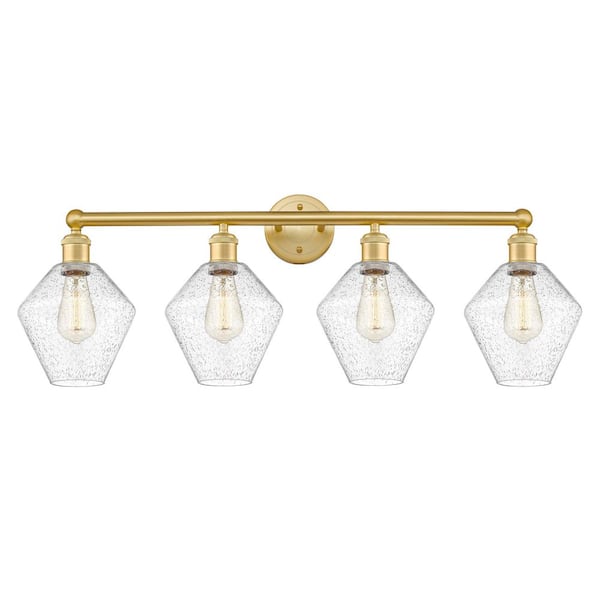 Cindyrella 35 in. 4-Light Satin Gold Vanity Light with Glass Shade