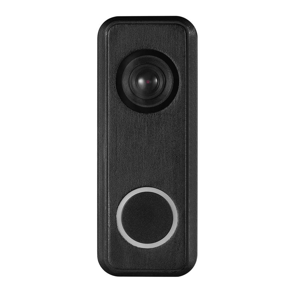 Black Plastic Wireless Lighted Battery-Operated Push Doorbell Button with Realistic Decoy Camera -  Heath Zenith, 91009265