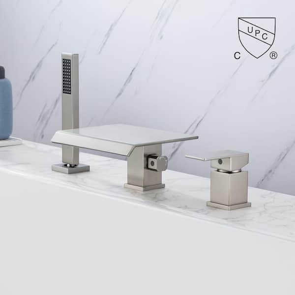 RX8013BN 1-Handle 1-Spray Roman Bathtub Faucet with Handheld Shower in Brushed Nickel