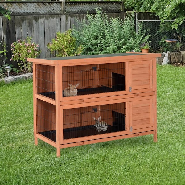 Pawhut outdoor small animal hutch with run hotsell