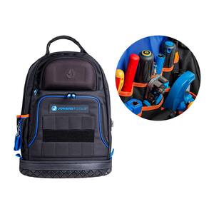 Heavy-Duty Technicians Pro Tool Bag Backpack with 48 Storage Pockets and Hard Molded Base