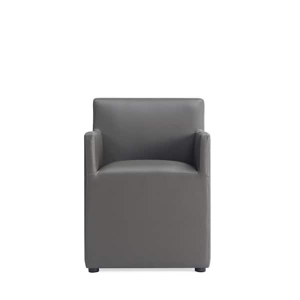 Manhattan Comfort Anna Modern Pewter Faux Leather Upholstered Dining Armchair
