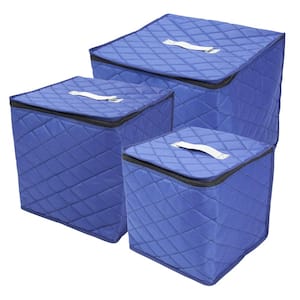 24-Gal. Quilted Storage Bins Set in Blue (3-Pack)