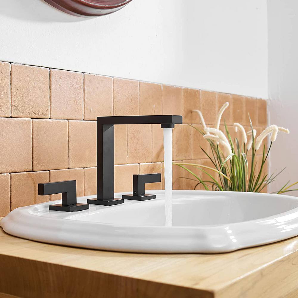 Matte Black Brass 2-Handle Widespread Bathroom Faucet