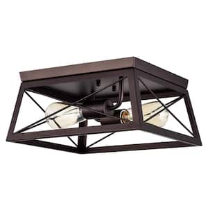 2-Light Oil Rubbed Bronze Indoor Ceiling Fixture with Steel and electrical components