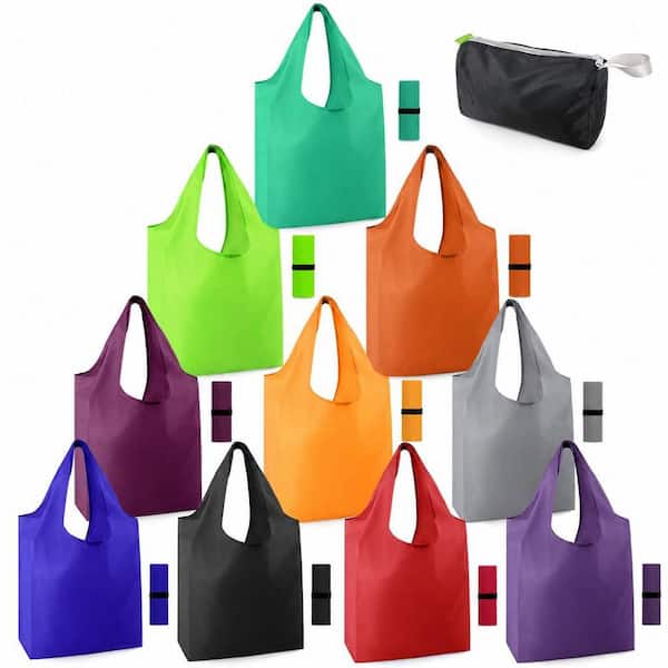 Multi-Color Lightweight Polyester Reusable Grocery Bag, Reusable Shopping Bags (Set of 10)