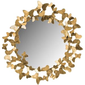 Ruthie Butterfly 27 in. x 27 in. Round Framed Mirror