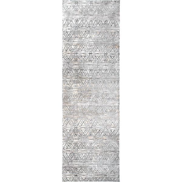 nuLOOM Adah Textured Geometric Beige 8 ft. x 9 ft. 8 in. Indoor Area Rug