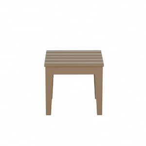 Shoreside Weatherwood Square HDPE Plastic 18 in. Modern Outdoor Side Table