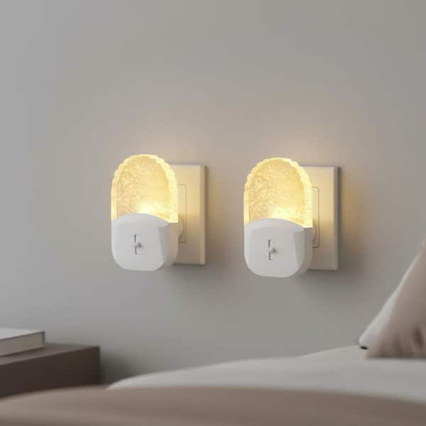Bubble LED Plug-in Night Light, Dimmable 3000K Soft White, Dusk to Dawn Sensor, 2-Pack for Bedroom and Hallway