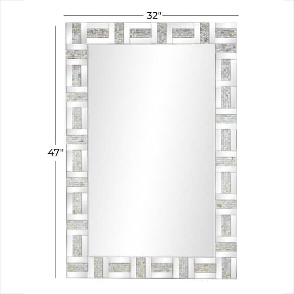 47 in. x 32 in. Geometric Rectangle Framed Silver Wall Mirror