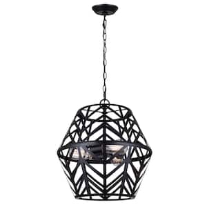 Maud 3 Light Matte Black Modern Chandelier for Dining Rooms and Living Rooms