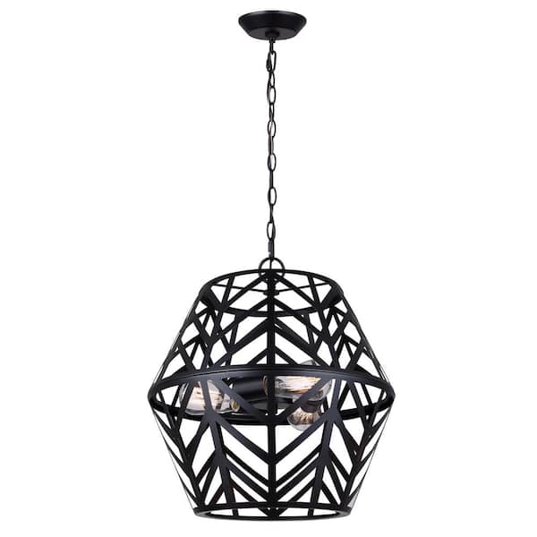CANARM Maud 3 Light Matte Black Modern Chandelier for Dining Rooms and Living Rooms