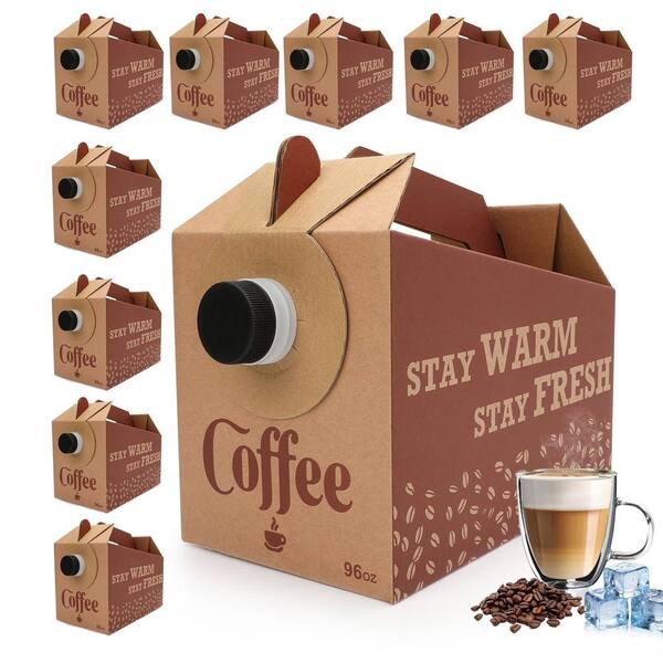 Disposable Insulated Coffee Box Dispenser 96 oz Cardboard with Carry Handle for Catering Events 10 Pack
