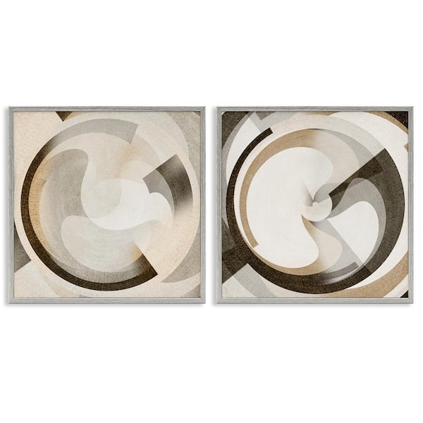 Stupell Industries Boho Centric Vortex by Noah Bay 2 Pieces Gray Framed Abstract Giclee Art Print 24 in. x 24 in.