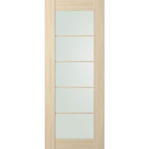 Vona 5-Lite 18 in. x 80 in. No Bore Frosted Glass Loire Ash Finished Composite Wood Interior Door Slab