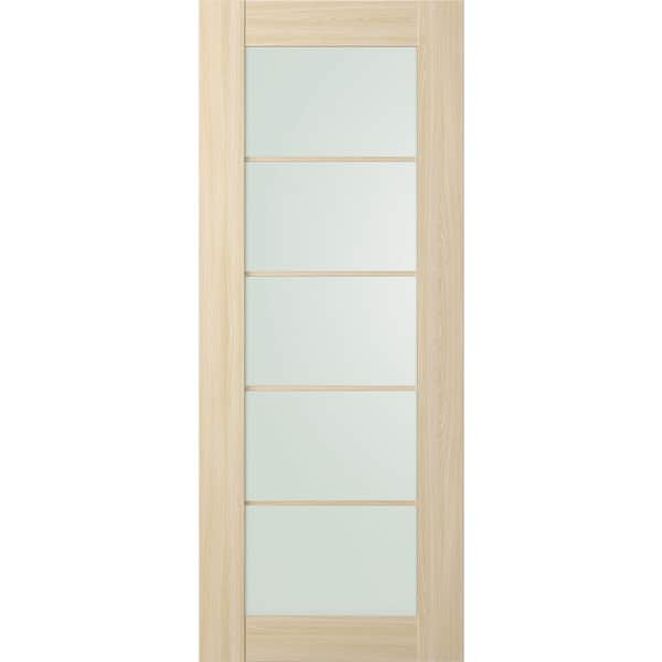 Belldinni Vona 5-Lite 18 in. x 96 in. No Bore Frosted Glass Loire Ash Finished Composite Wood Interior Door Slab
