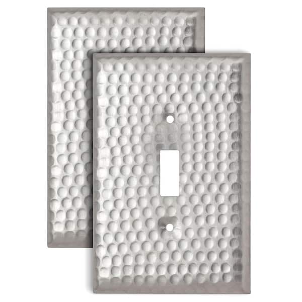 Hand Hammered Decorative Wall Plate Switch Plate Outlet Cover , 1 Gang, Brushed Nickel