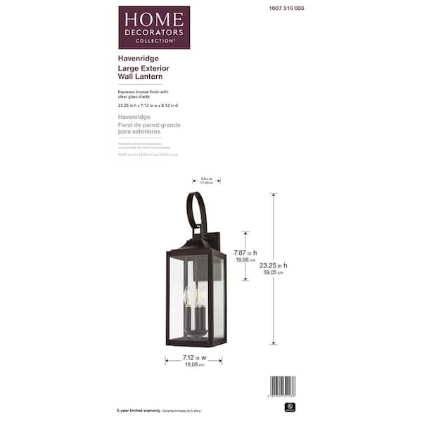 Home Decorators Collection Havenridge 23.2 in. 3-Light Espresso