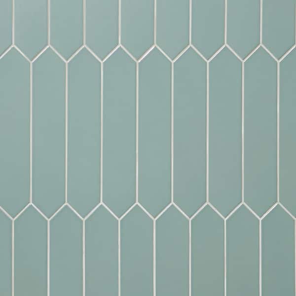 Ivy Hill Tile Axis Jade 2.6 in. x 13 in. Polished Picket Ceramic Wall Tile Sample