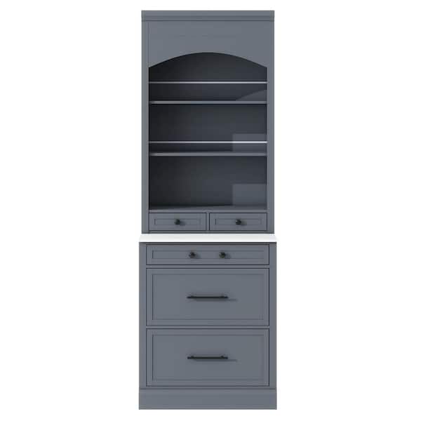 Adrinfly 83.7 in. Gray Freestanding Tall Kitchen Pantry Cabinet with 5 Storage Drawer and Adjustable Shelf