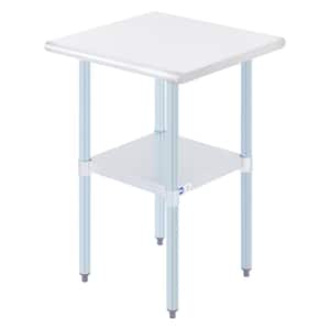 24 x 24 in. Silver Stainless Steel Kitchen Prep Table with Adjustable Bottom Shelf and Bullet Feet