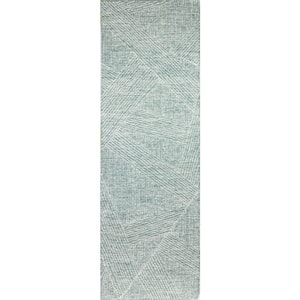 Valencia Teal 3 ft. x 8 ft. (2'6" x 8') Geometric Transitional Runner