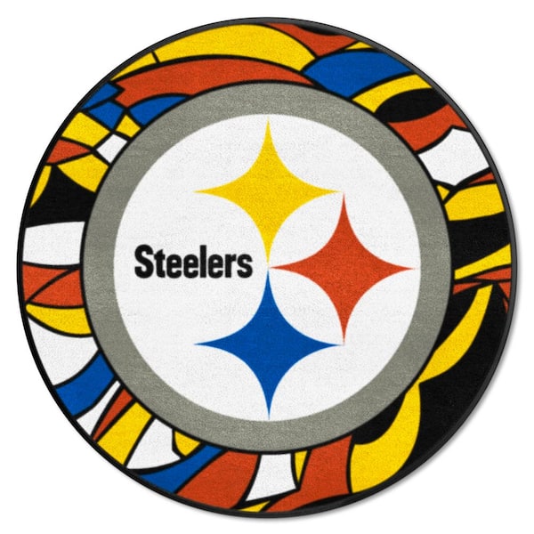 FANMATS Pittsburgh Steelers Patterned 2 ft. x 2 ft. XFIT Round Area Rug