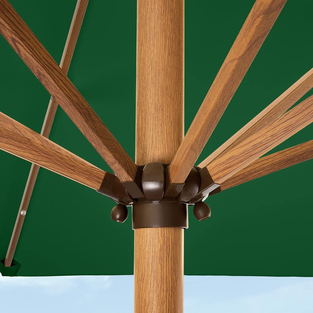 9ft Green Solar LED Lighted Market Patio Umbrella with Metal Pole