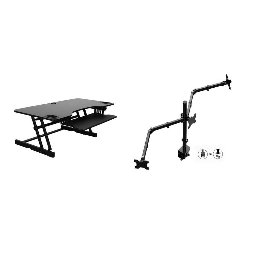 45 in. W Black Height Adjustable Standing Desk Converter with Triple Monitor Mount and Deep Keyboard Tray price history on PriceWatchPro