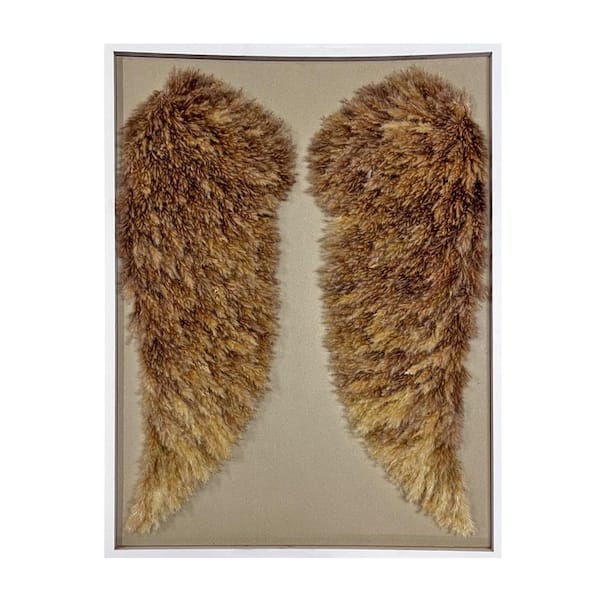 castellousa Angel Wing Framed Wall Art Made 40 in. x 28 in. From Preserved Pampas Grass