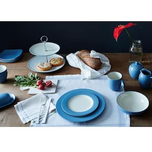Colorwave Ice 11 in. (Light Blue) Stoneware Rim Dinner Plates, (Set of 4)