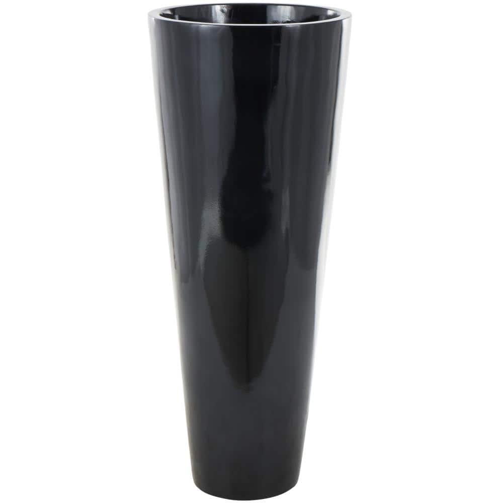 Litton Lane Black Fiber Glass Trumpet Minimalistic Floor Decorative Vase, 18 in. x 18 in. x 50 in
