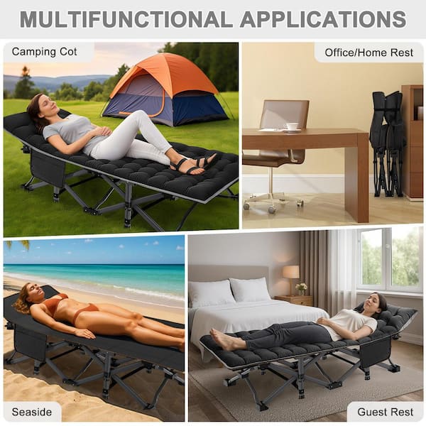BOZTIY Folding Camping Cots 75 in. x 28 in. Double Layer