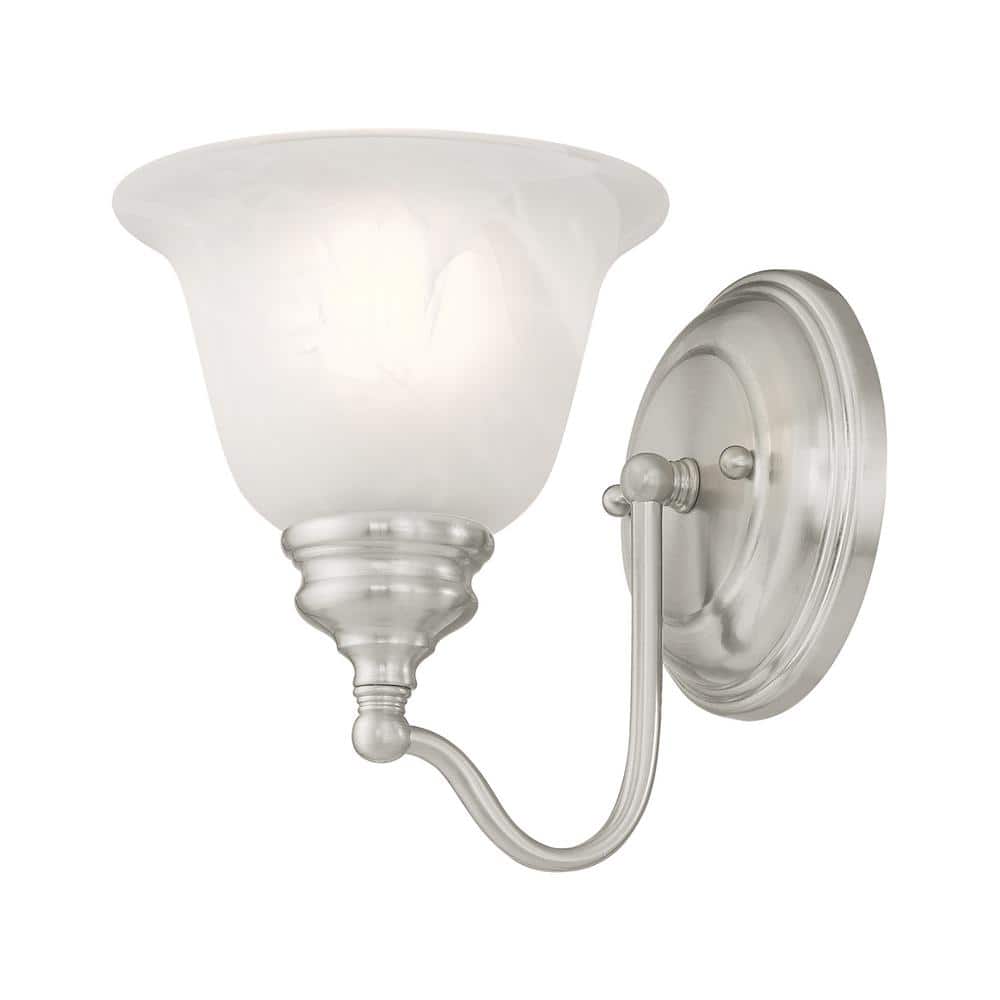 Essex Brushed Nickel 7.5" Dimmable Vanity Light with Alabaster Glass