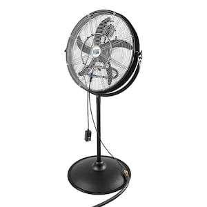 20 in. 3-Speed Outdoor Misting Pedestal Personal Fan in Black with Garden Hose Connection