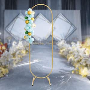 78.7 in. x 22.8 in. Gold Metal Oval Backdrop Stand Wedding Balloon Arch Frame Arbor