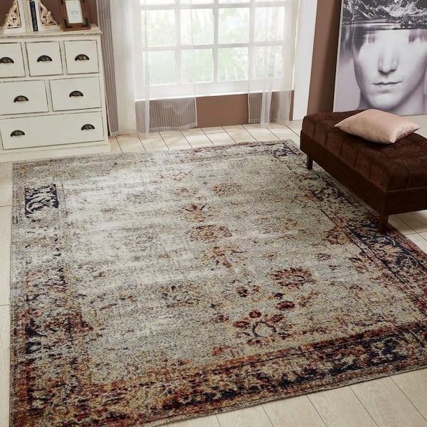 Vintage Grey 2 ft. 6 in. x 10 ft. Indoor/Outdoor Area Rug